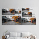 Wild West Town, Autumn Trees, Empty Street, Color Pop, Framed Canvas Print, Rustic Wall Decor, Hallway Art, Americana Style
