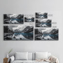 Tranquil Lake, Mountain View, Nature Calm, Winter Reflections, Framed Canvas Print, Living Room Wall Art, Serene Landscape Photography