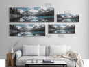 Snowy Mountain Lake, Blue Reflection Peaks, Alpine Serenity Scene, Framed Canvas Print, Nature Photography, Bedroom Wall Art