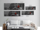 Grand Canyon, Meditation Art, Red Jacket, Adventure Scene, Framed Canvas Print, Hiking Wall Art, Man Cave Decor, Minimalist Landscape