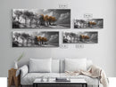 Autumn Forest Trees, Windswept Pine Grove, Beachside View, Framed Canvas Print, Fall Wall Art, Entryway Decor, Minimalist Style