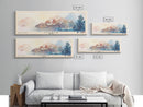 Ithaca, Greece Watercolor Print, Vacation Gift, Greece Wall Art, Beach Painting, Beach Decor, Large Wall Art, Wood Frame Art