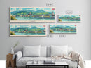 Linz Austria Panoramic Travel Poster, Framed Canvas Print or Metal Wall Art, Travel Art, Home Decor, Panoramic Painting, Midcentury Art