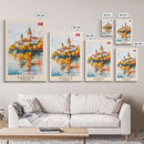 Serene Šabac Serbia Riverside View, Framed Canvas Print, Bedroom Wall Art, Farmhouse Style, Perfect Home Decor