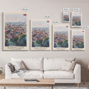 Birmingham United Kingdom Travel Poster Framed Canvas Print, Watercolor Art, Home Decor, Wall Art, Travel Print, Cityscape Art