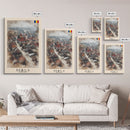 Brăila Romania Travel Poster Framed Canvas Print, Cityscape Art, Wall Decor, Travel Print, Watercolor Painting, Rustic Scene Art