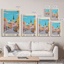 Arad Romania Travel Poster Framed Canvas Print, Midcentury Modern Art, Pop Art Wall Decor, Home Decor, Vacation Gift, Living Room Art