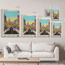 Belfast United Kingdom Travel Poster Framed Canvas Print, Midcentury Modern Art, Pop Art Wall Decor, Home Decor, Vacation Gift, Living Room Art