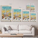 Blagoveshchensk Russia Travel Poster Framed Canvas Print, Midcentury Modern Art, Pop Art Home Decor, Scenic Wall Art, Unique Gift