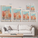 Bordeaux France Travel Poster Framed Canvas Print, Midcentury Modern Art, Pop Art Home Decor, Scenic Wall Art, Living Room Decoration