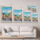 Brčko Bosnia and Herzegovina Travel Poster Framed Canvas Print, Midcentury Modern Art, Pop Art Wall Decor, Home Decor, Living Room Art