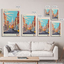 Bristol United Kingdom Travel Poster Framed Canvas Print, Midcentury Modern Art, Pop Art Wall Decor, Scenic Wall Art, Living Room Art