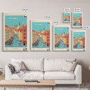 Brno Czech Republic Travel Poster Framed Canvas Print, Midcentury Modern Art, Pop Art Wall Decor, Home Decor, Vacation Gift, Living Room Art