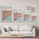 Cork Ireland Travel Poster Framed Canvas Print, Midcentury Modern Art, Pop Art Wall Decor, Home Decor, Vacation Gift, Living Room Art