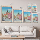 Częstochowa Poland Travel Poster Framed Canvas Print, Midcentury Modern Art, Pop Art Wall Decor, Home Decor, Vacation Gift, Living Room Art