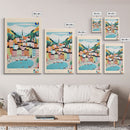 Doboj Bosnia and Herzegovina Travel Poster Framed Canvas Print, Midcentury Modern Art, Pop Art Wall Decor, Home Decor, Vacation Gift, Living Room Art