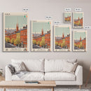 Dublin Ireland Travel Poster Framed Canvas Print, Midcentury Modern Art, Pop Art Wall Decor, Scenic Bedroom Art, Office Decoration