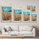 Genoa Italy Travel Poster Framed Canvas Print, Midcentury Modern Art, Pop Art Wall Decor, Scenic Wall Art, Living Room Decoration, Office Gift
