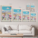 Konya Turkey Travel Poster Framed Canvas Print, Midcentury Modern Art, Pop Art Wall Decor, Scenic Wall Art, Living Room Decoration, Office Art
