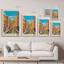 Košice Slovakia Travel Poster Framed Canvas Print, Midcentury Modern Art, Pop Art Wall Decor, Scenic Living Room Art, Bedroom Gift