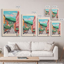 Kutaisi Georgia Travel Poster Framed Canvas Print, Midcentury Modern Art, Pop Art Wall Decor, Scenic Living Room Art, Bedroom Decor