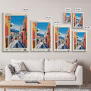 Larissa Greece Travel Poster Framed Canvas Print, Midcentury Modern Art, Pop Art Wall Decor, Scenic Wall Art, Living Room Decoration, Office Gift