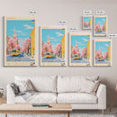 Makiivka Ukraine Travel Poster Framed Canvas Print, Midcentury Modern Art, Pop Art Wall Decor, Home Decor, Vacation Gift, Bedroom Art