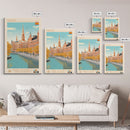 Malmö Sweden Travel Poster Framed Canvas Print, Midcentury Modern Art, Pop Art Wall Decor, Scenic Wall Art, Bedroom Decoration