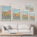 Mechelen Belgium Travel Poster Framed Canvas Print, Midcentury Modern Art, Pop Art Wall Decor, Home Decor, Vacation Gift, Bedroom Art