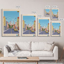 Panevėžys Lithuania Travel Poster Framed Canvas Print, Midcentury Modern Art, Pop Art Wall Decor, Scenic Living Room Art, Bedroom Gift