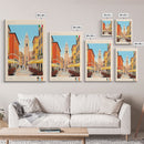 Parma Italy Travel Poster Framed Canvas Print, Midcentury Modern Art, Pop Art Wall Decor, Scenic Wall Art, Bedroom Decoration