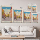 Prievidza Slovakia Travel Poster Framed Canvas Print, Midcentury Modern Art, Pop Art Wall Decor, Scenic Wall Art, Living Room Decoration, Office Art