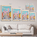 Shakhty Russia Travel Poster Framed Canvas Print, Midcentury Modern Art, Pop Art Wall Decor, Living Room Art, Bedroom Decoration