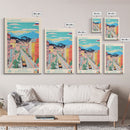 Vladikavkaz Russia Travel Poster Framed Canvas Print, Midcentury Modern Art, Pop Art Wall Decor, Living Room Art, Home Decoration