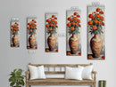 Orange Marigolds in Vase Painted on Textured Canvas, Tall and Narrow Framed Art, Botanical Art Print for Kitchen, Gallery Art, Moody Art