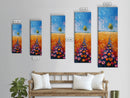 Colorful Wildflowers in a Field with a Lone Tree Under a Bright Blue Sky on a Framed Canvas Print Tall Art Piece