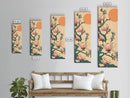 Delicate Magnolia Blossoms in Ukiyo-e Style, Tall Skinny Framed Canvas Print, Japanese Art for Vertical Spaces