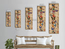 Butterflies In Spiral Formation On Light Brown Canvas Tall Art Skinny Art Framed Canvas Print Japanese Style Art Ukiyo-e Wood Block Print