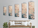 Cherry Blossom Branches Pale Background Japanese Style Tall Skinny Framed Canvas Print Wall Art