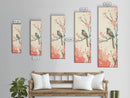 Perched Bird Among Blossoming Cherry Branches – Framed Canvas Print With Skinny Art And Tall Art Inspired By Ukiyo-E Art And Japanese Style Art