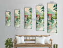Skinny Art Tall Art Tranquil Japanese Garden Wood Block Print Japanese Style Art With Pagoda Reflected In Water Framed Canvas Print