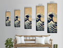 Skinny Art Tall Art Framed Canvas Print Japanese Style Art The Great Wave Off Kanagawa Wood Block Print Ukiyo-e Feng Shui Wall Art