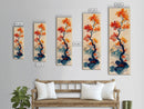 Japanese Maple Tree In Autumn Colors, Ukiyo-e Woodblock Print Style Canvas, Framed Canvas Print, Tall Skinny Japanese Wall Art, Ready To Hang
