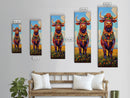 Colorful Cow Painting Framed Canvas Print Whimsical Art Rustic Decor Folk Art Southwest Wall Art Boho Art Gift Idea