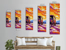 Colorful Sunset Wagon Canvas Print rustic art southwestern wall art farmhouse art boho art moody art above bed wall art