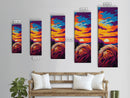 Sunset Hay Bale Framed Canvas Print pink orange wall art rustic decor countryside art barn landscape oil painting warm wall art fall decor