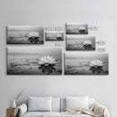 Lotus, Zen Wall Art, Minimalist Art, Coastal Landscape Art, Wabi Sabi Art, Panoramic Art, Moody Art, Framed Canvas Print