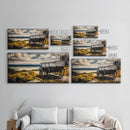 Seaside Wagon, coastal decor, nautical wall art, Maine oil painting, rustic wall art, landscape painting, extra wide art, framed canvas print