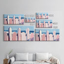 Beach Fence Painting, Coastal Landscape Art, Nautical Wall Decor, Soft Pastel Colors, Framed Canvas Print, Extra Wide Art, Seaside Home