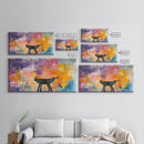 Campfire Art, Rustic Decor, Wild West Painting, Moody Wall Art, Extra Wide Art, Cozy Home Decor, Autumn Painting, Framed Canvas Print